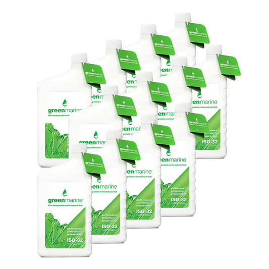 Power-Pole Green Marine ISO-32 Hydraulic Fluid Case (12 One-Quart Bottles) [GM-ISO32-CASE-F] - POSEIDON ELECTRONICS