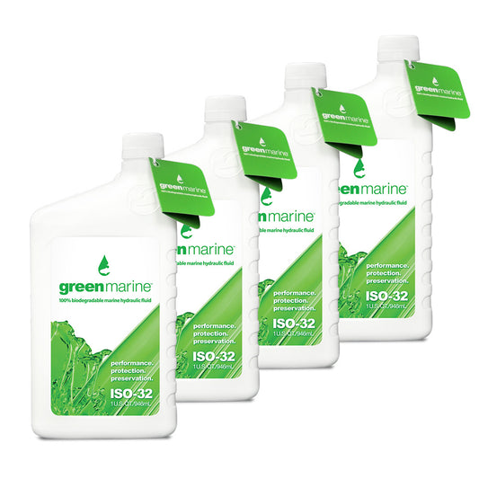 Power-Pole 4-Pack of Green Marine ISO-32 Hydraulic Fluid (1 qt Bottles) [GM-ISO32-QT-4PK] - POSEIDON ELECTRONICS