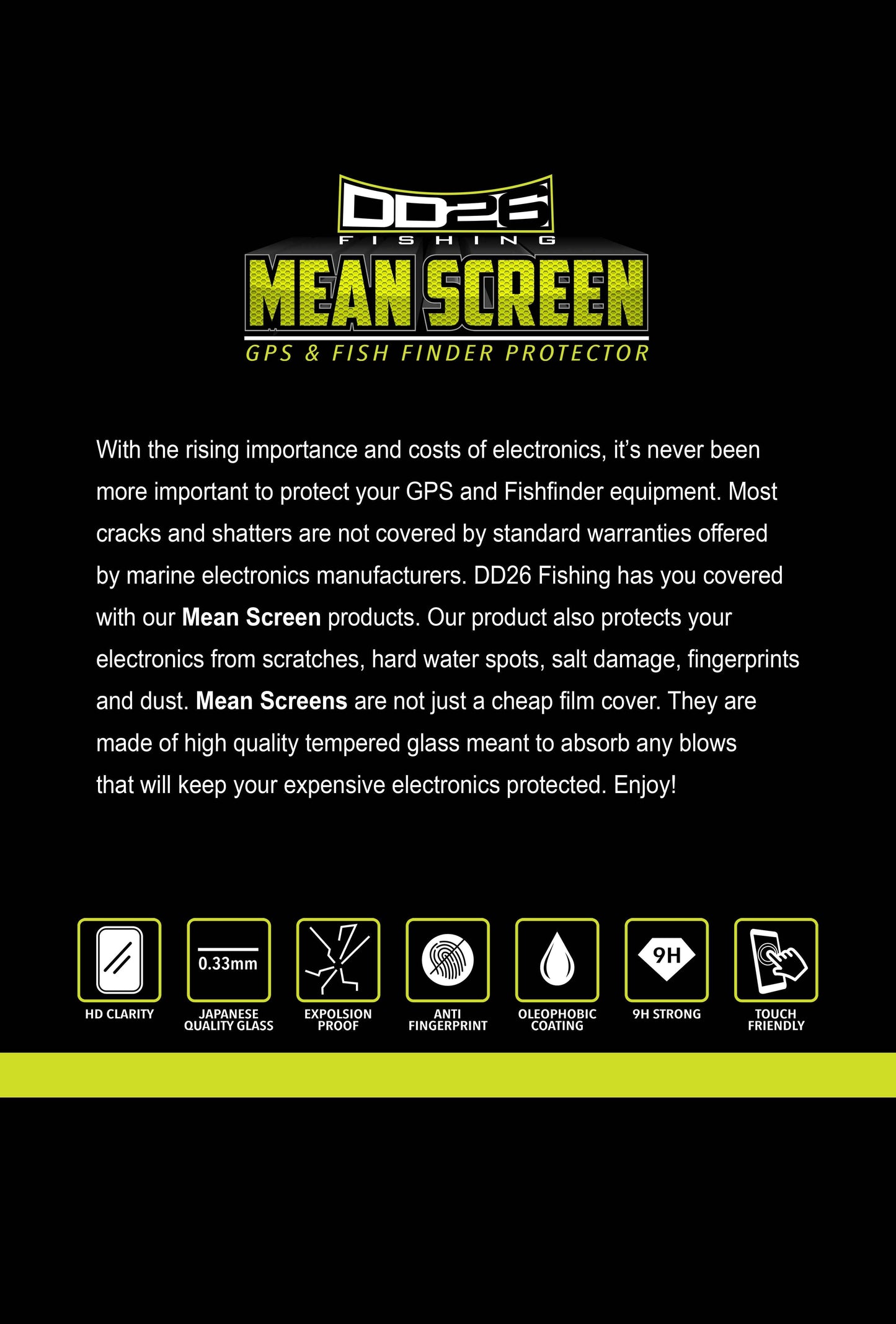 DD26 Fishing Mean Screen Anti Glare tempered glass that fits the Humminbird Helix 9 Gen 3 & 4 and Helix 8 all Gens